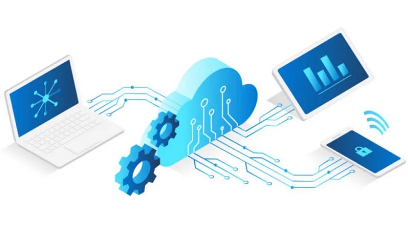 Grafik, die zeigt, wire die Cloud diverse Devices zusammenf&uuml;hrt