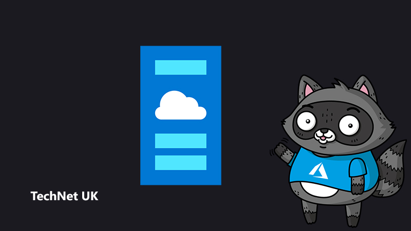 An illustration representing serverless computing, next to an image of Bit the Raccoon