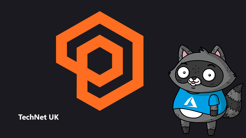 A picture of the Azure PlayFab logo, next to an illustration of Bit the Raccoon