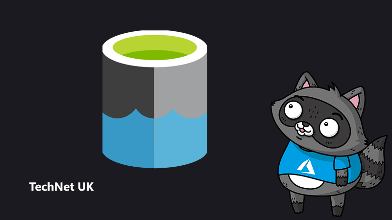 The Data Lake Analytics logo, next to an illustration of Bit the Raccoon