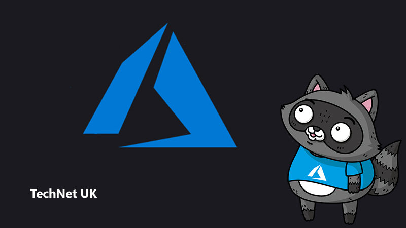 The Azure logo, with a drawing of Bit the Raccoon looking up at it