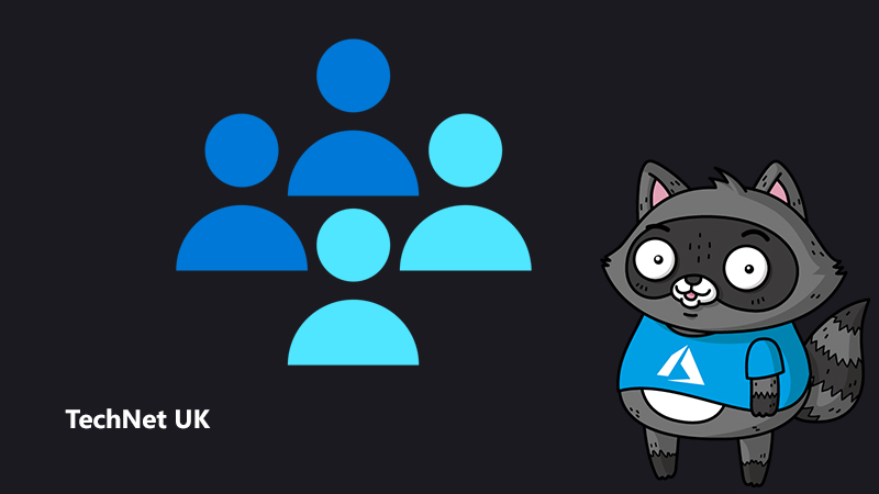 An illustration of a group of people, next to an illustration of Bit the Raccoon