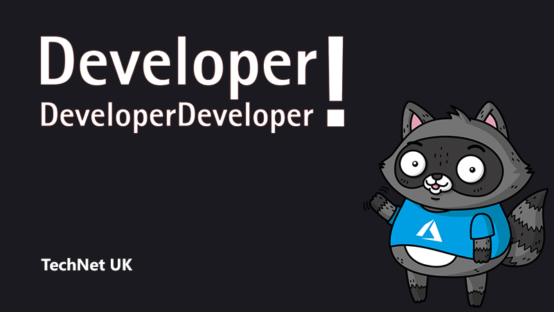 The DDD logo next to an illustration of Bit the Raccoon