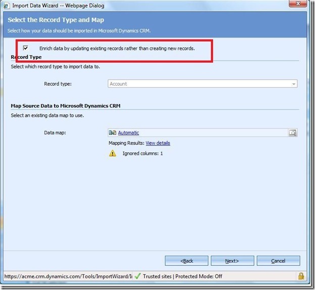 Enrich Data checkbox