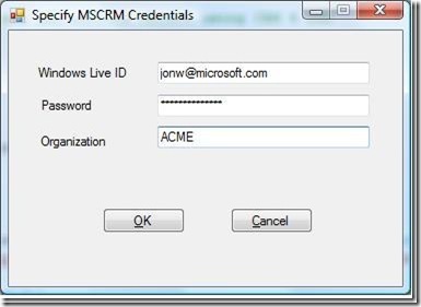 Login screen