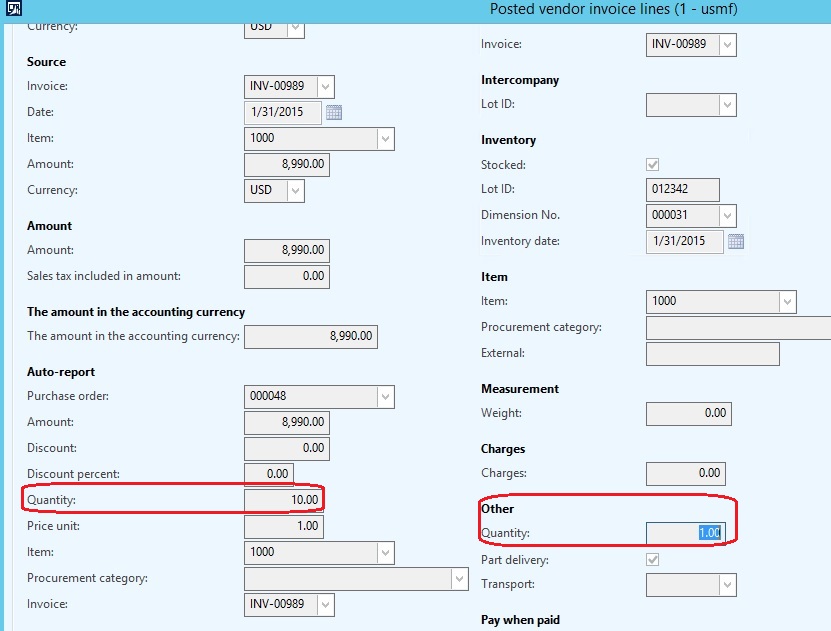 Posted vendor invoice lines.