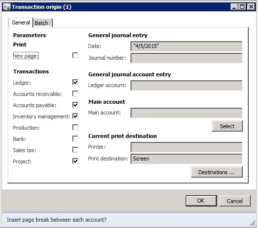 Repor dialog box.