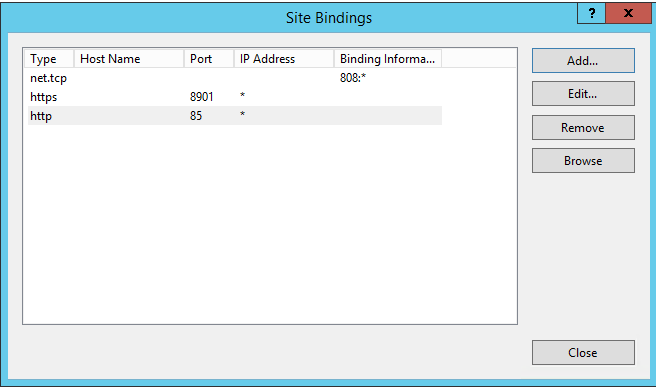 Site bindings.
