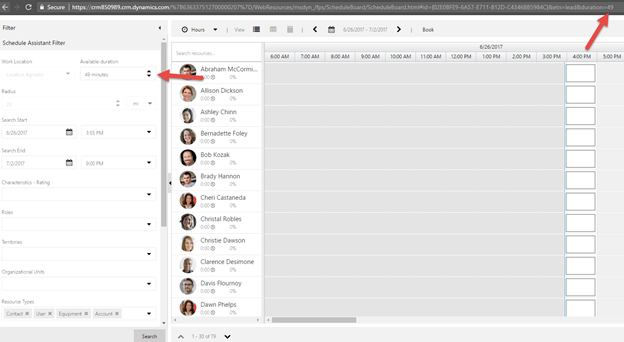 Change search duration via URL