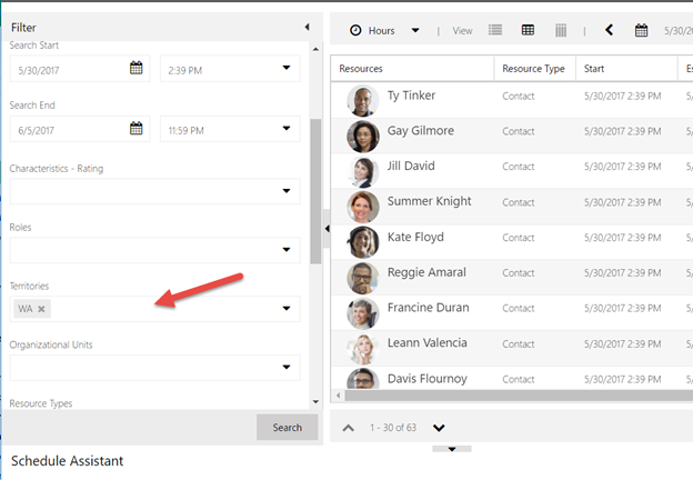 Schedule assistant filter on a lead record