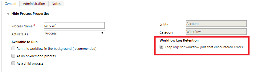 Workflow log retention