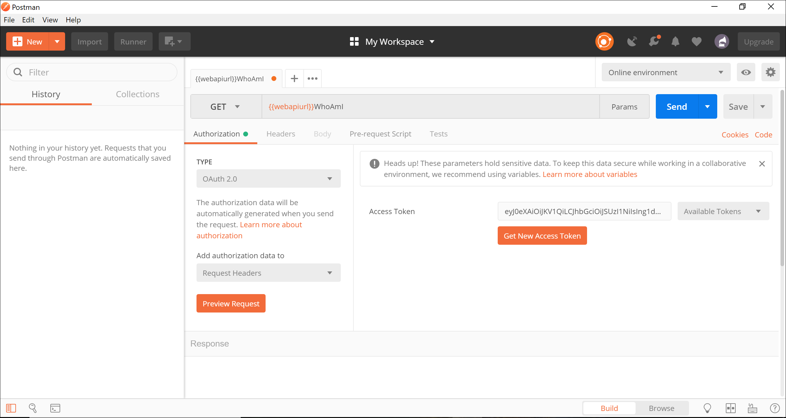 WhoAmI request in Postman