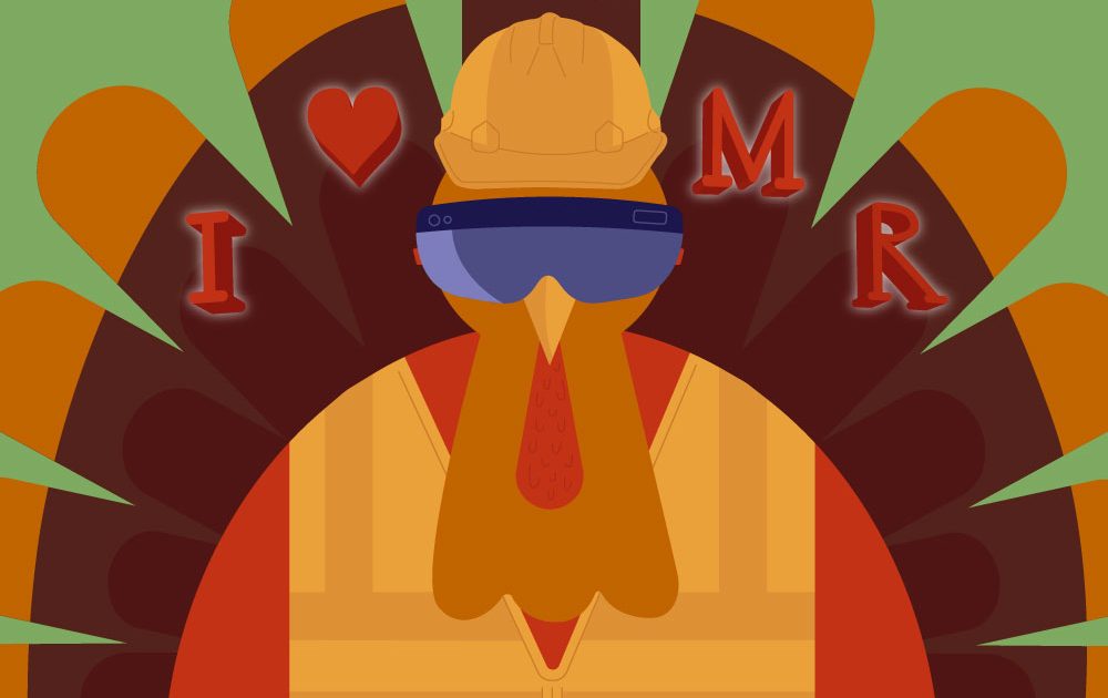 Illustration of turkey wearing virtual reality headset