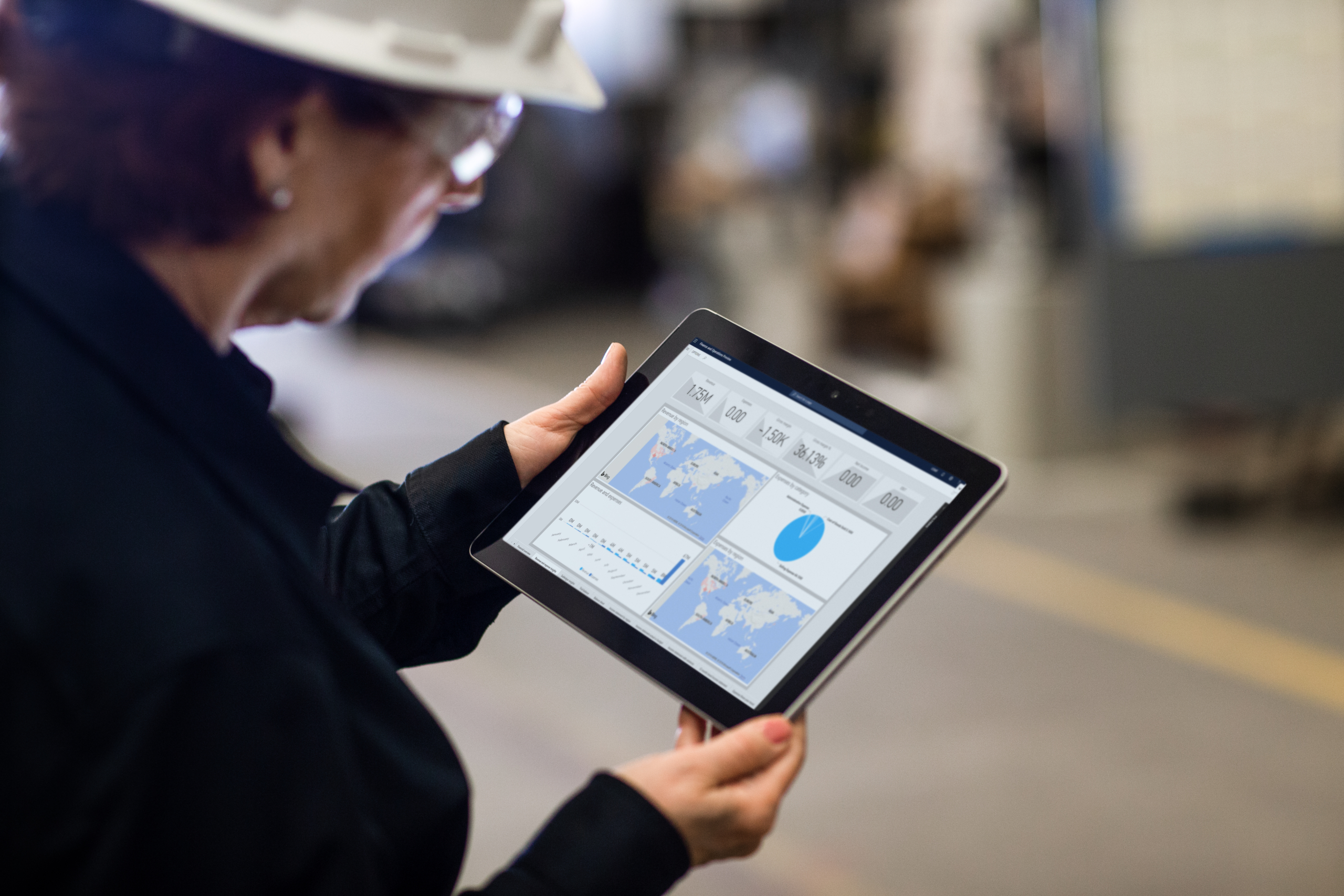 Close up of tablet with operations dashboard