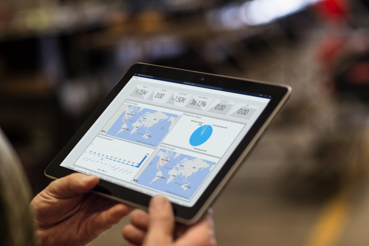 Close up of tablet with operations dashboard