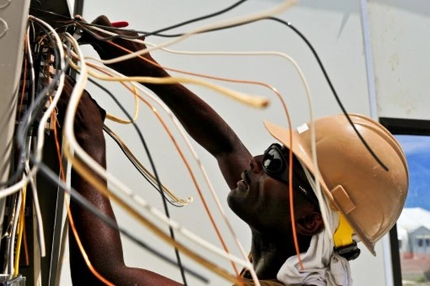 Man working with wires
