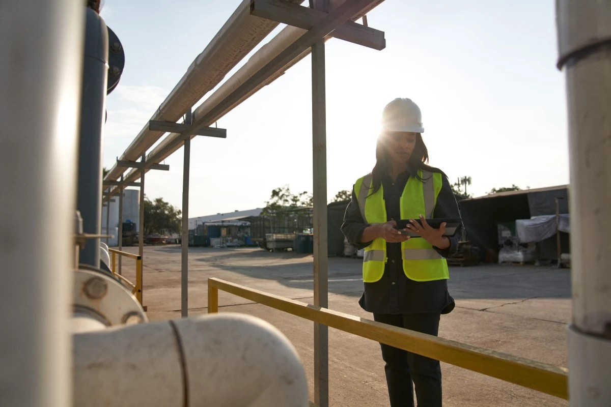 A remote field engineer completing a security assessment on a tablet