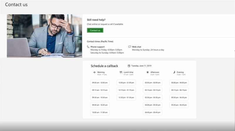 Availability-aware callbacks: Website widgets