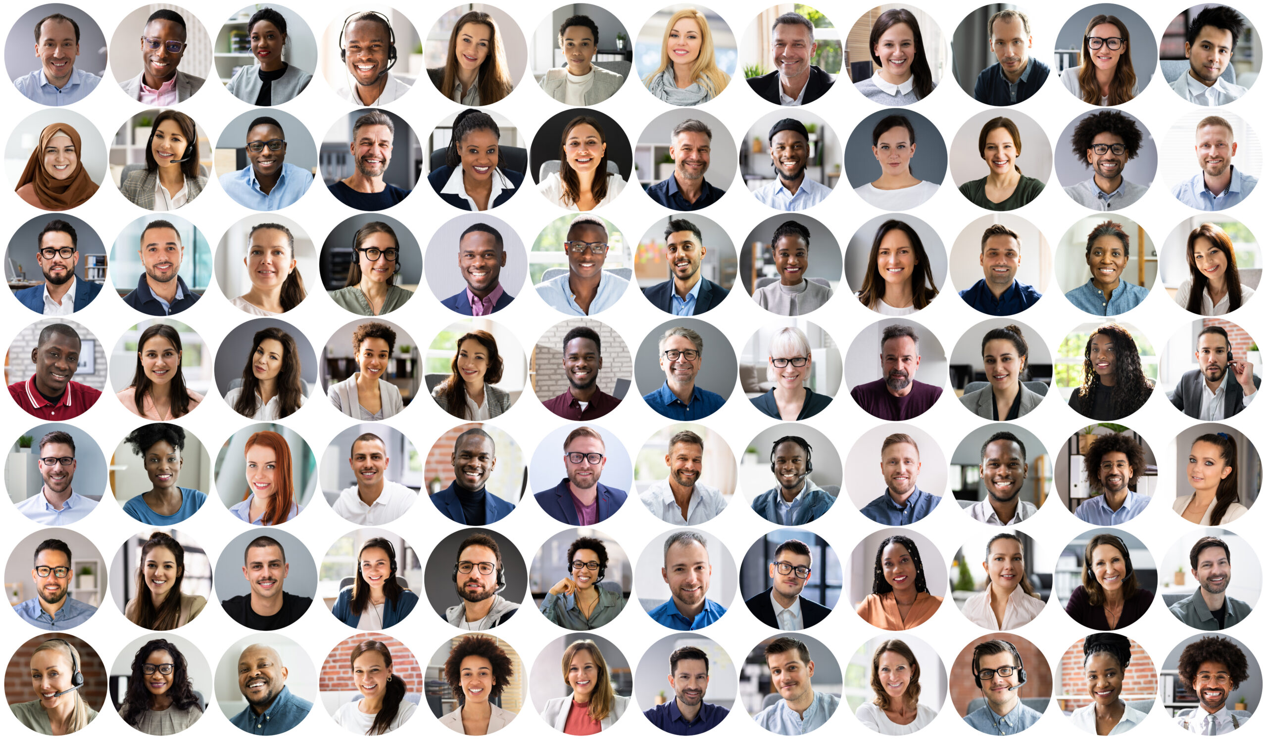 People Face Headshot Collage. Diverse Avatar Portraits