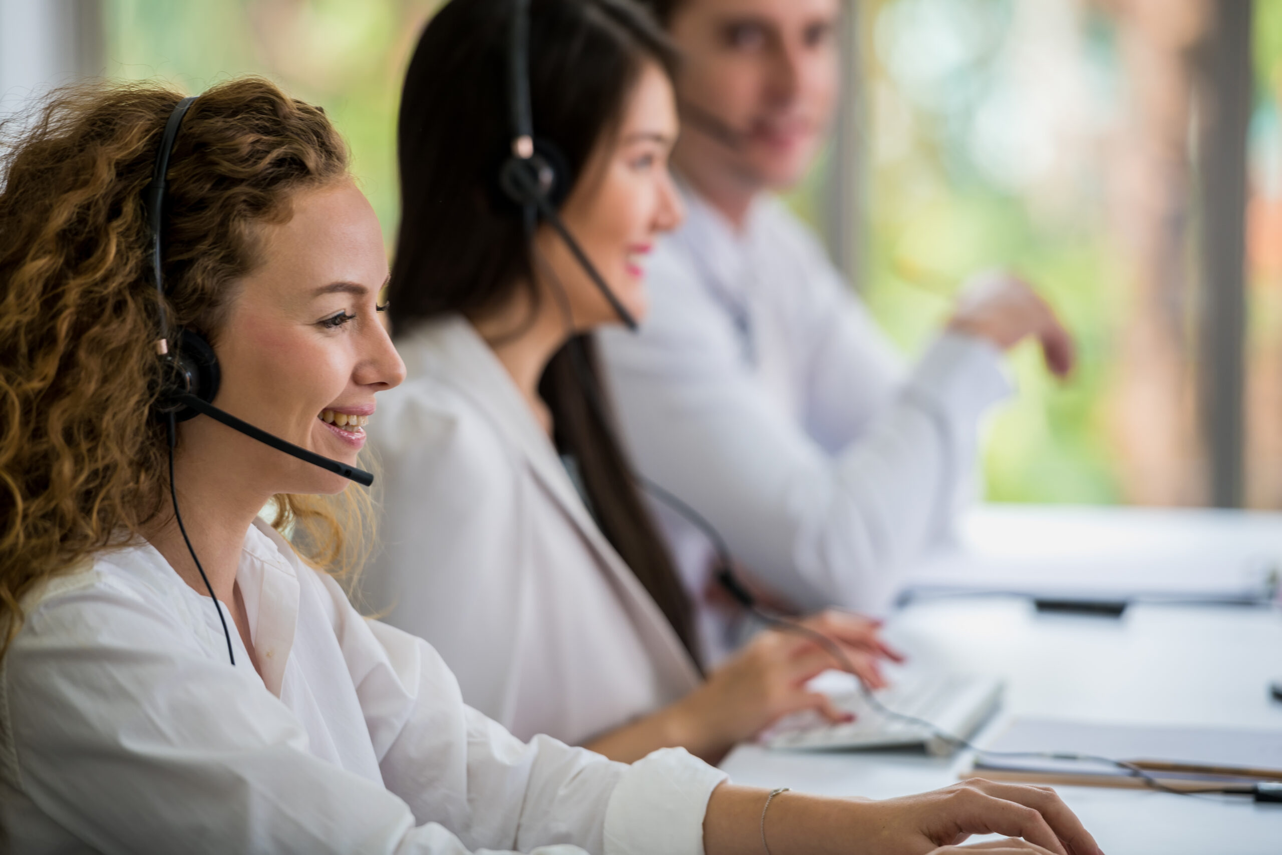 young businessmen and colleagues in the call center office