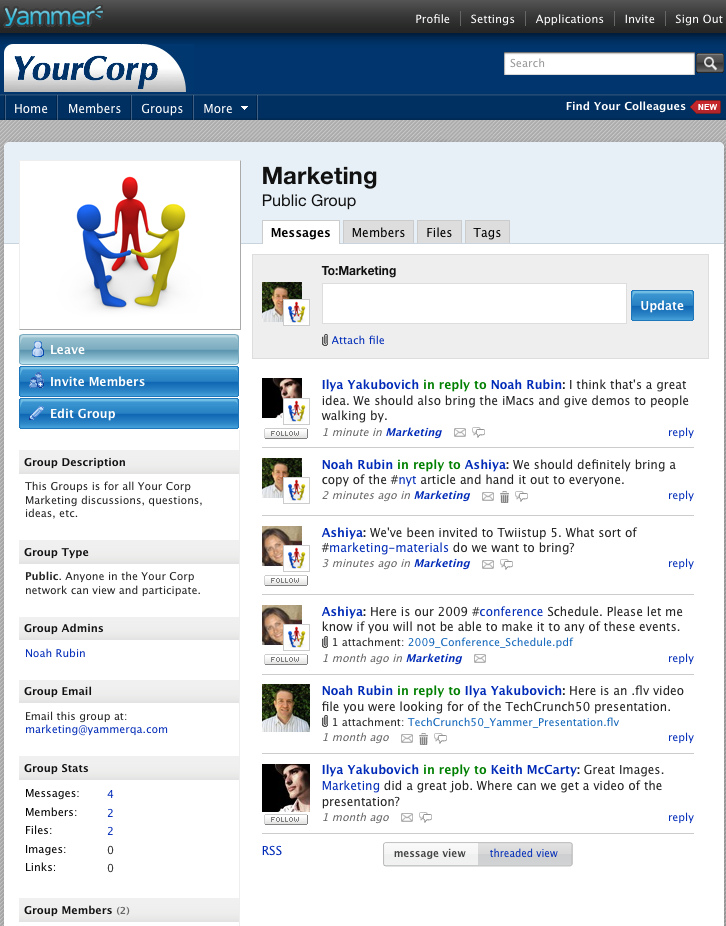 Yammer screenshot