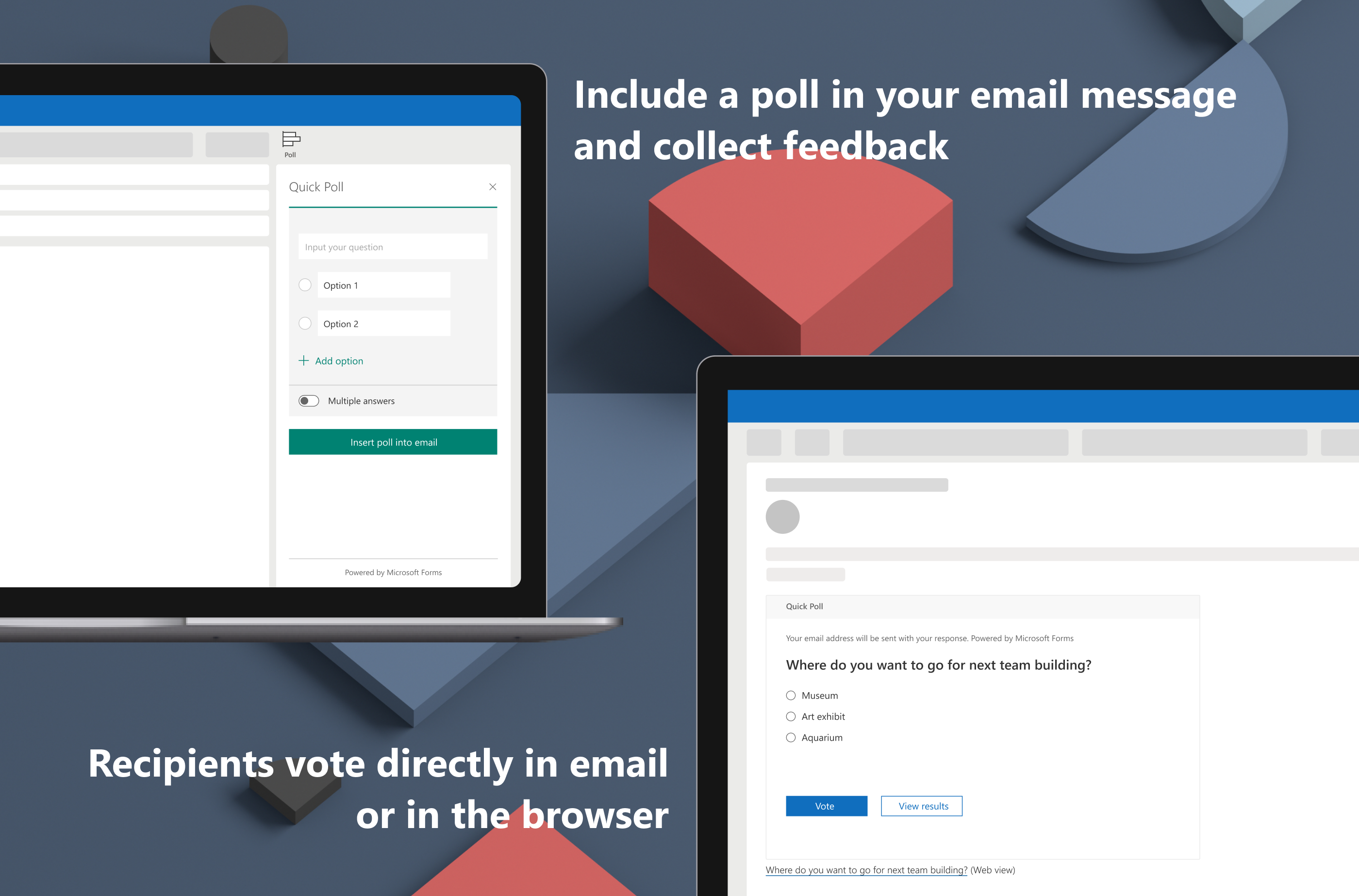 An image showing how easily you votes, and view results within an email.g how you can