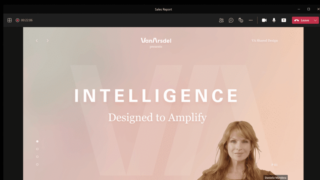 Showcases presenter modes available to customize video feed and content to audience