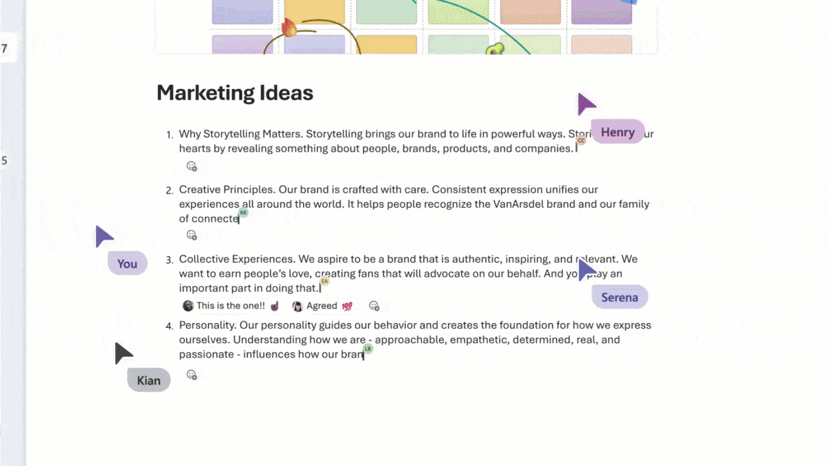 People commenting, reacting, and collaborating in real time in Microsoft Loop.
