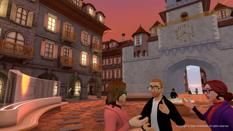 Microsoft Mesh avatars on partner campus