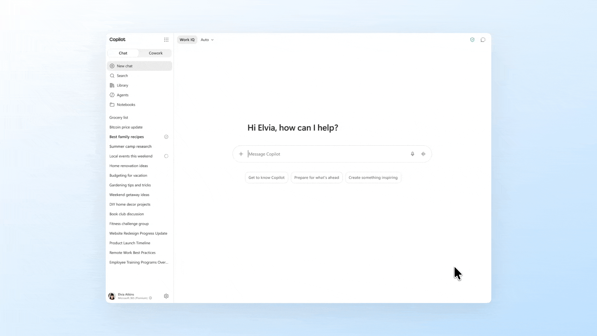A GIF demonstrating how to turn Copilot Cowork on