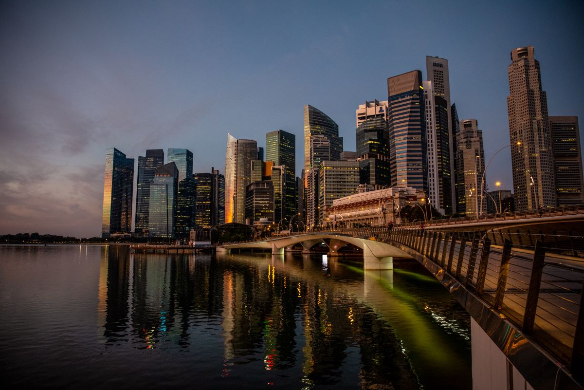 Singapore city skyline at dusk