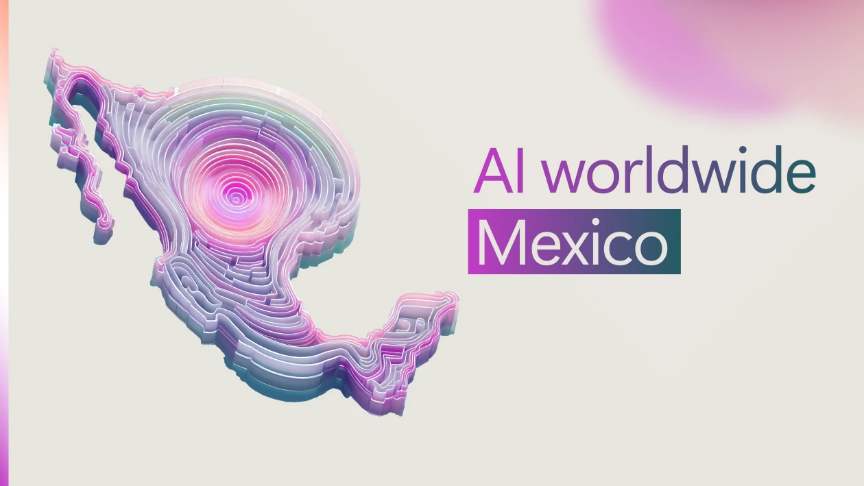 A decorative image with text reading AI worldwide Mexico