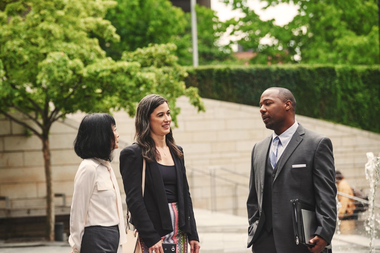 government workers conversing