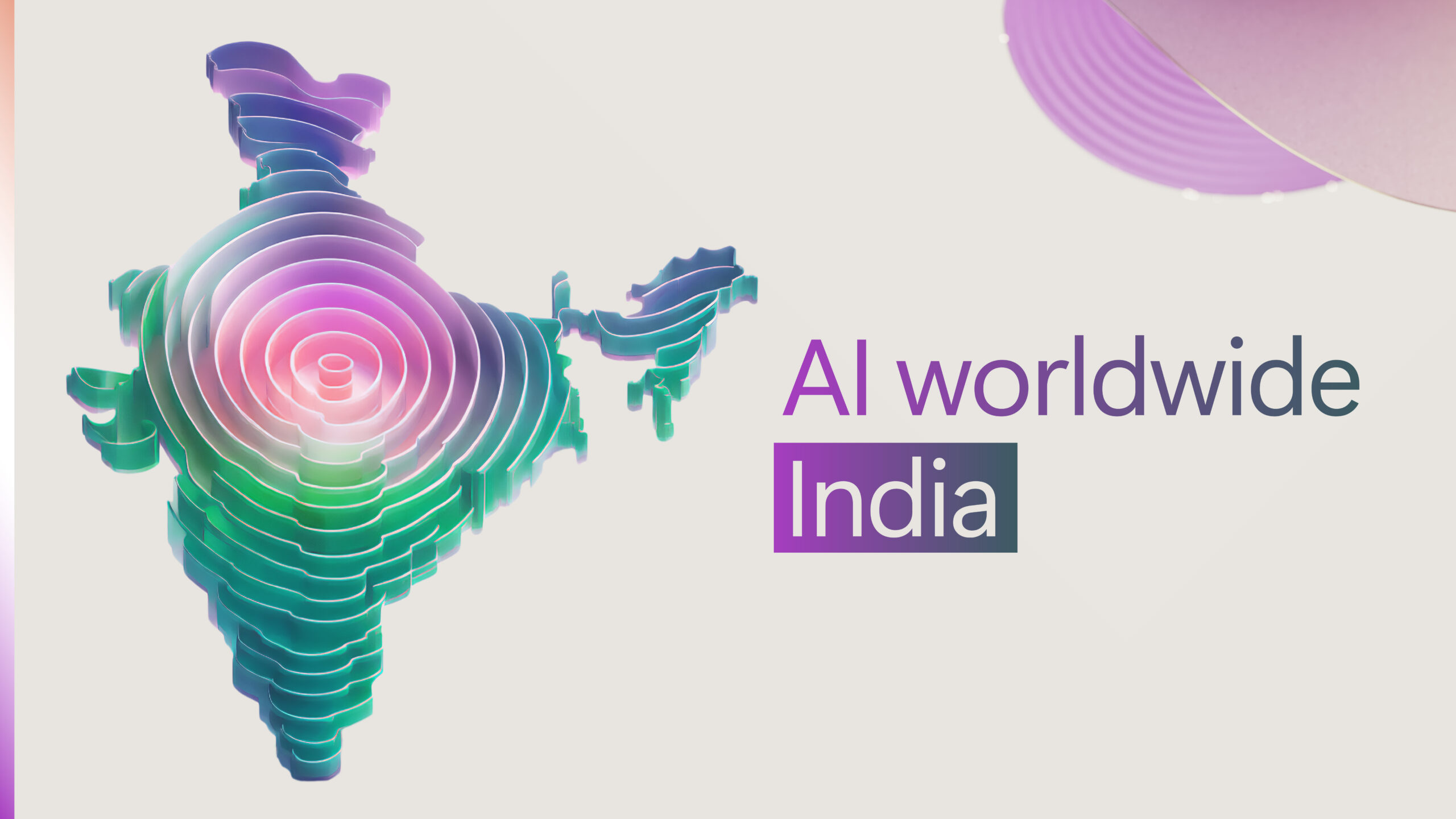 A decorative image with a map of India with spirals. The image says AI worldwide: India