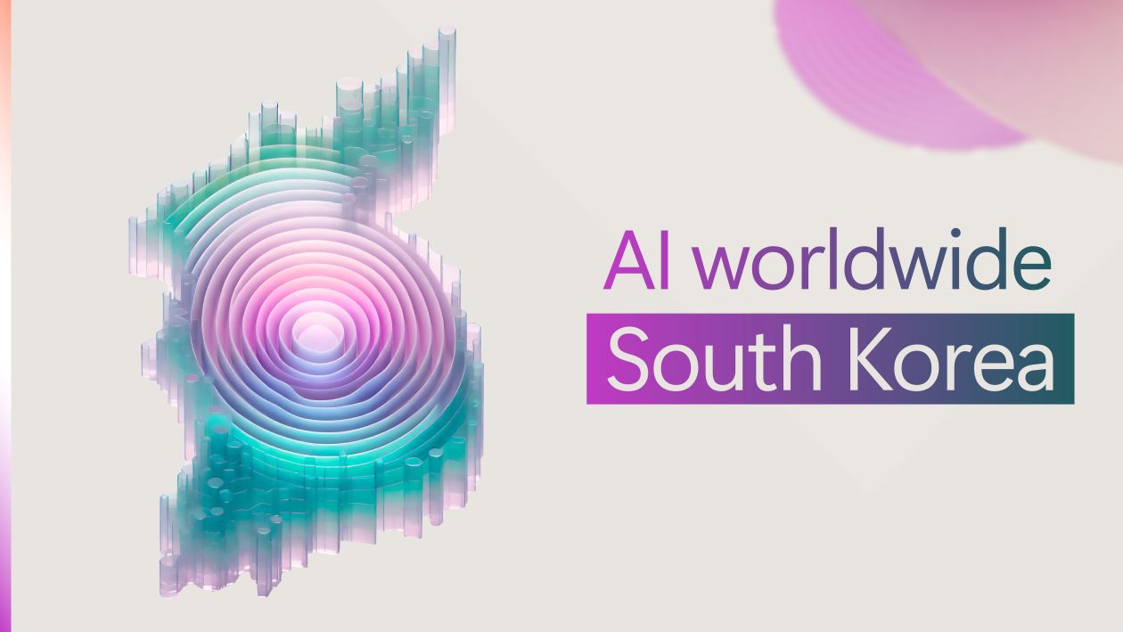 A decorative image with text reading AI worldwide South Korea