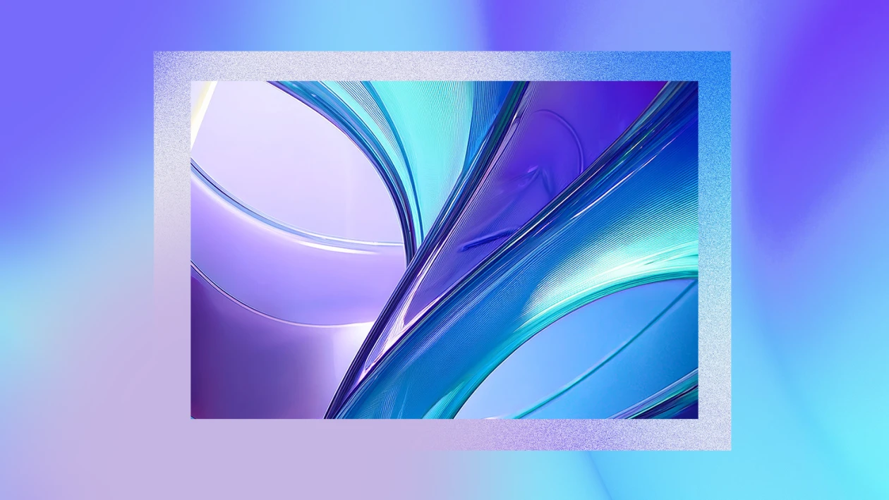 A graphic design of blue and purple swirls
