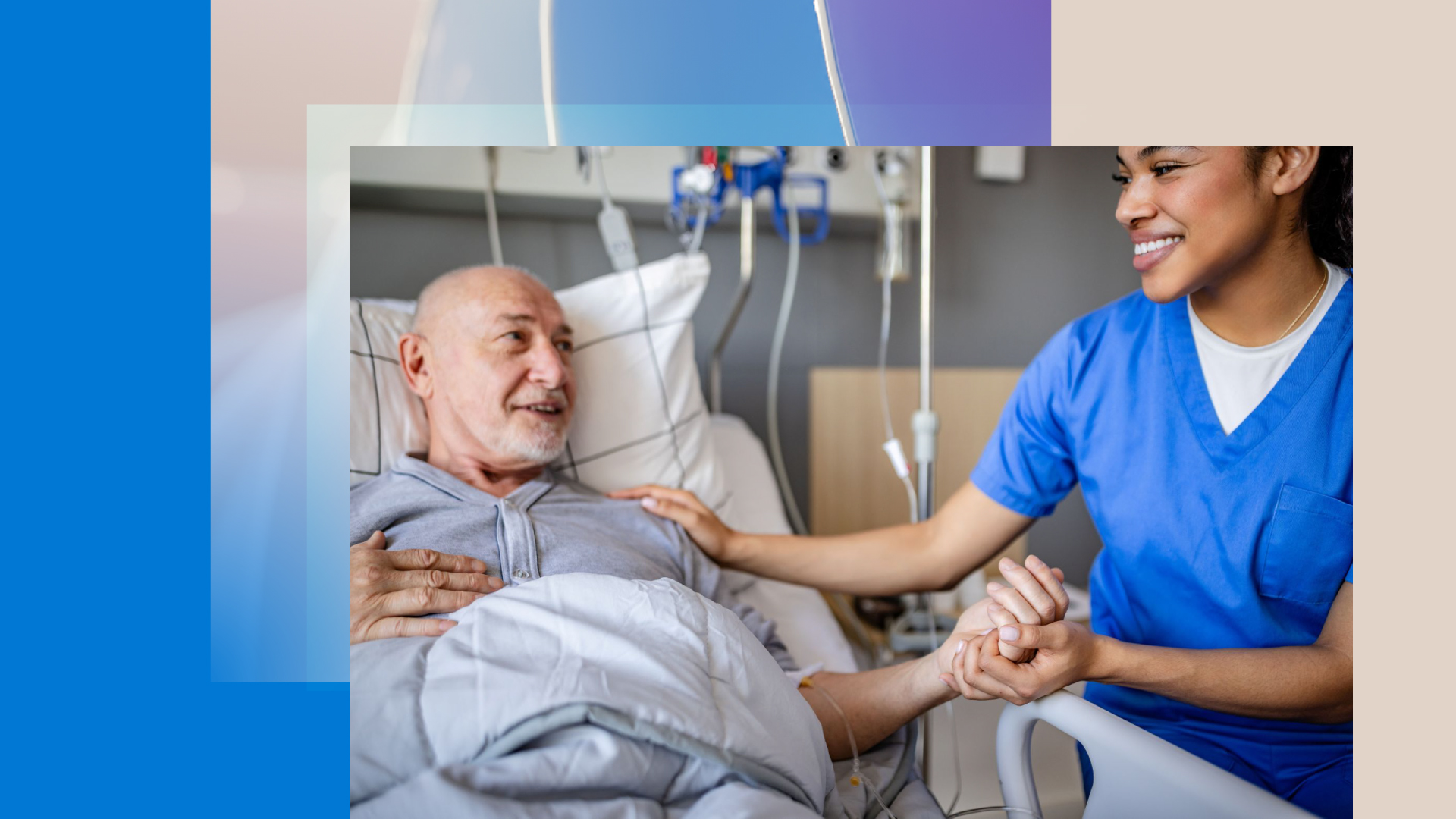 Nurse visiting with patient in a hospital setting