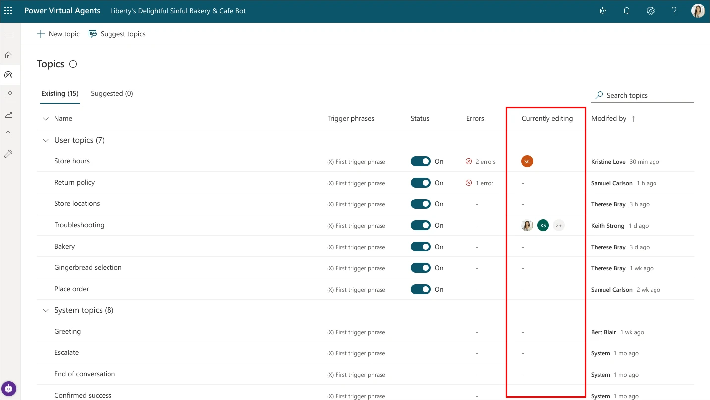 Topics screenshot