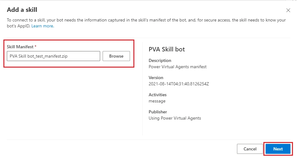 Select manifest .zip archive in Composer