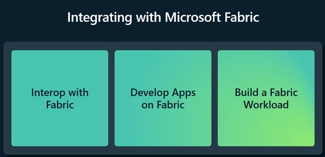 The 3 boxes in the image are the 3 paths that ISVs are using to take advantage of the open and extensible nature of the Fabric platform.