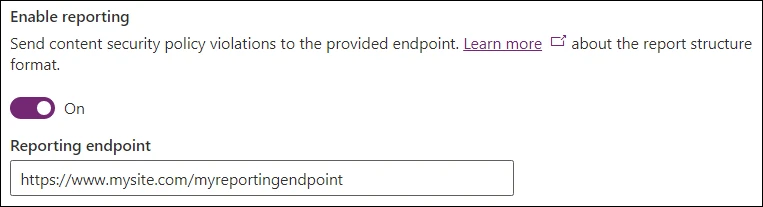 Enable CSP reporting setting in Power Platform Admin Center