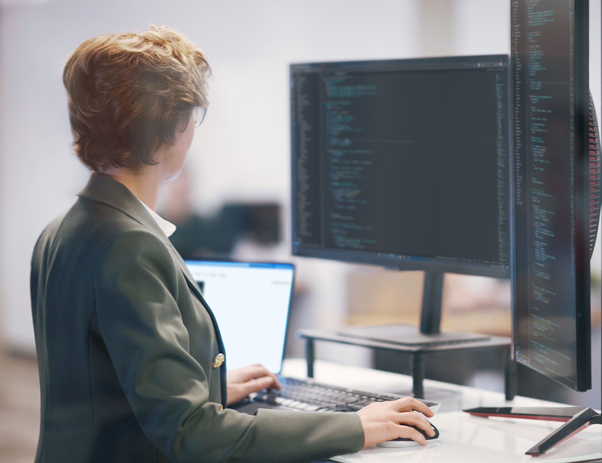 A woman working on a computer