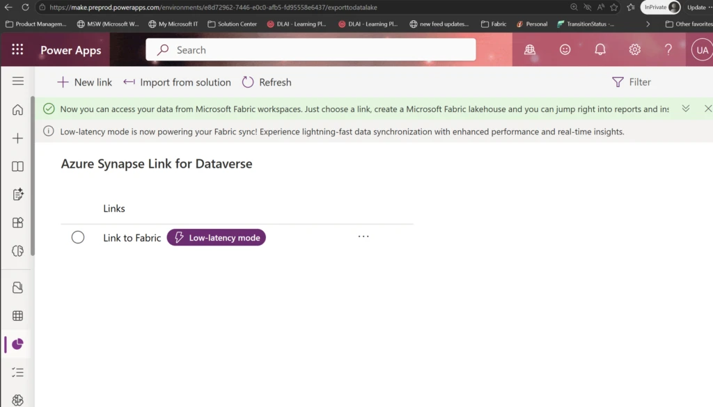 Low-latency mode flag in Azure Synapse Link