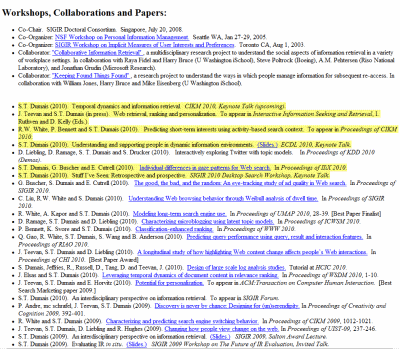 Screenshot of a personal home page with new content in a long list highlighted Screenshot of a personal home page with new content in a long list highlighted