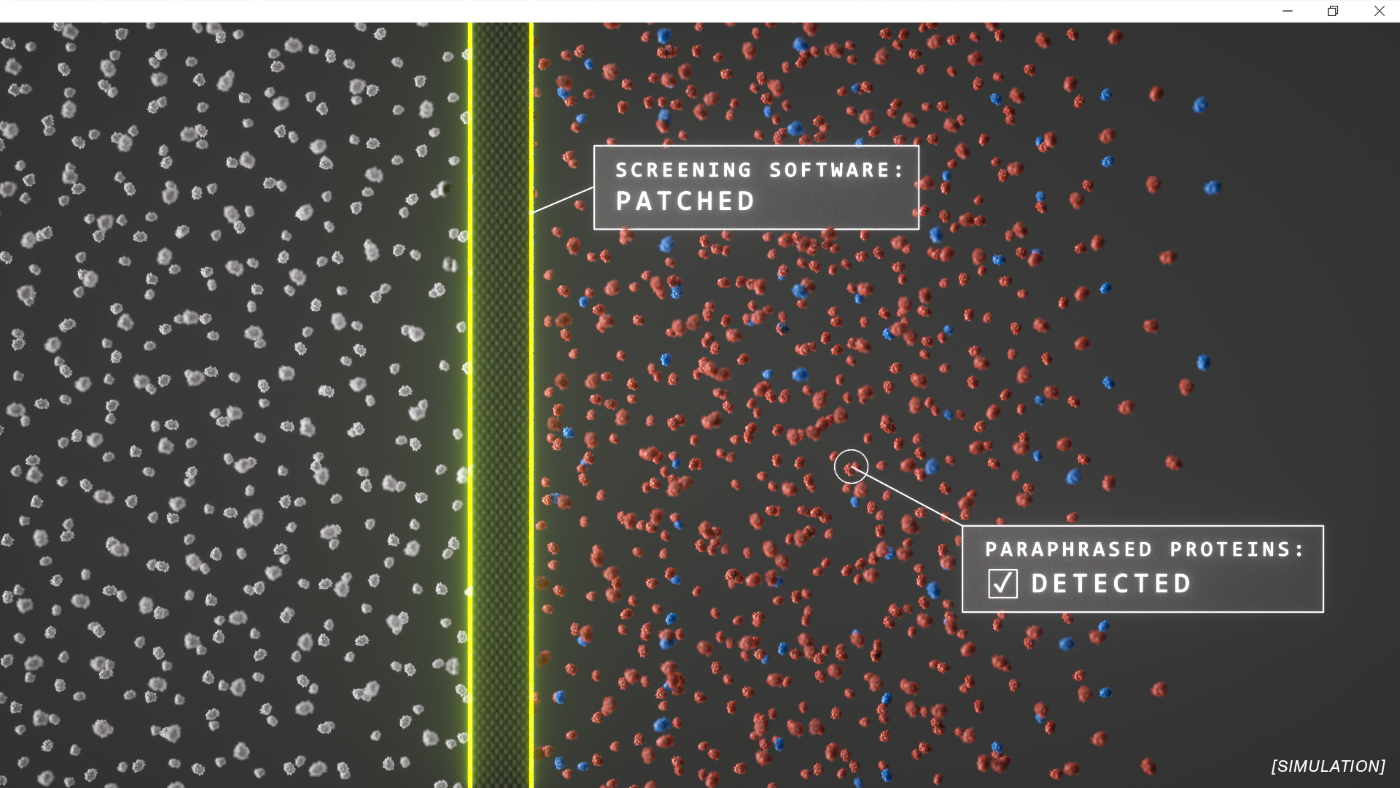 Simulation of the reformulated sequences bypassing the existing filters undetected, prior to the red-teaming patch.