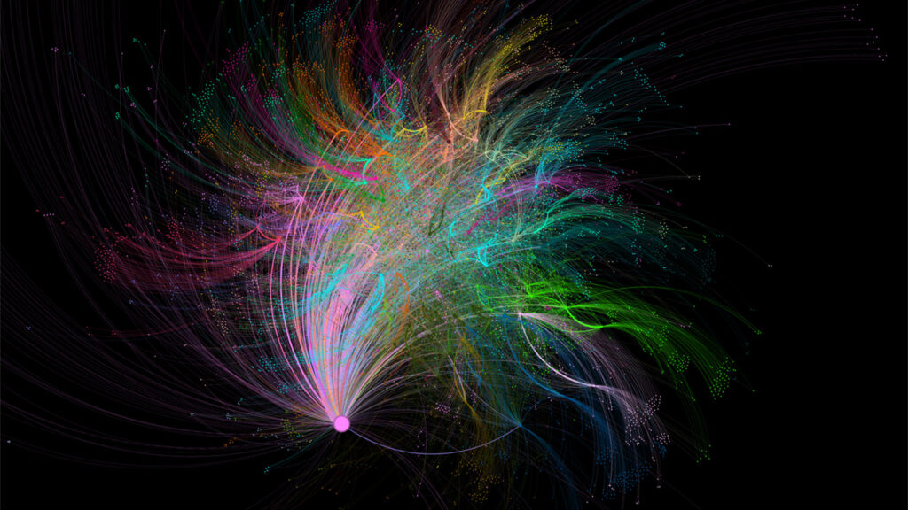 GraphRag colorful scatter plot on a black background