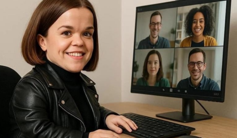 Bing Copilot generated image of person with dwarfism generated in October 2025