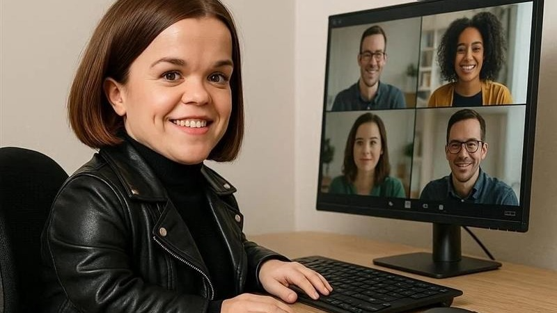 Bing Copilot generated image of person with dwarfism generated in October 2025