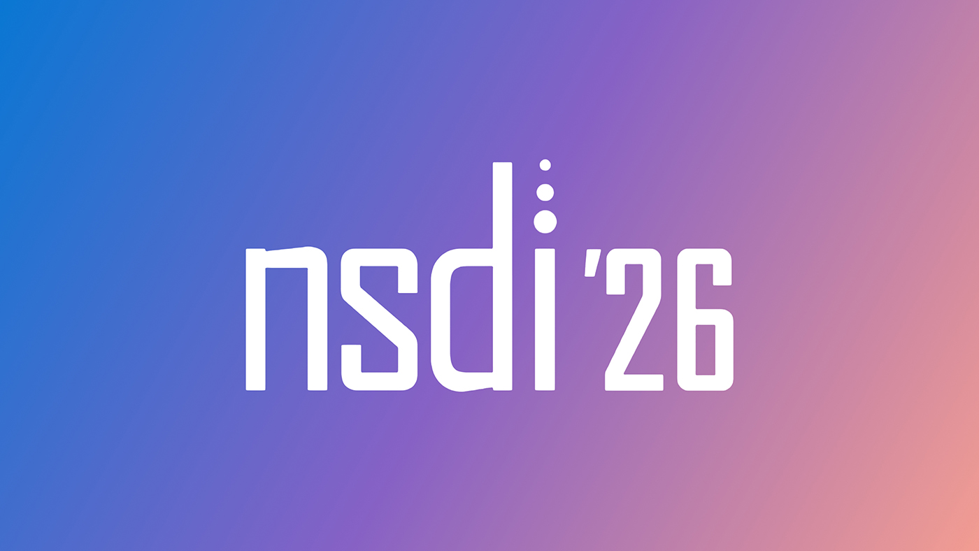 NSDI ’26 logo in white, centered on a smooth gradient background transitioning from blue to purple and pink.
