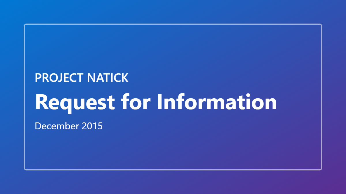 Project Natick Request for Information milestone.